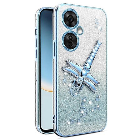 Yhteensopiva OnePlus Nord CE 3 Lite 5G/Nord N30 5G puhelinkuoren kanssa, sudenkorentoteline, TPU-kukkaglitterpuhelinkuori