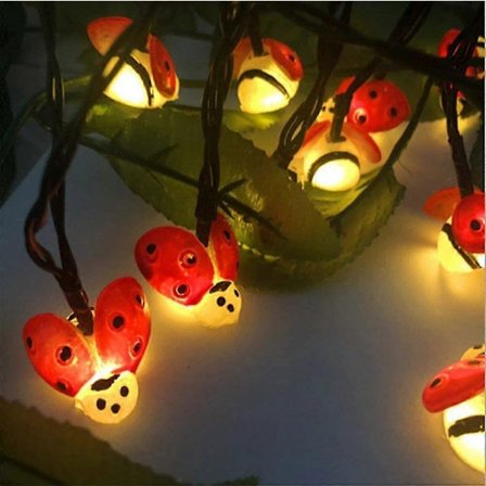 Solar Have Lyskæder til Haven, Solar Mariehøne Lyskæde Bille Lyskæde 6,5m 30led Solar Insekt Udendørs Lys Vandtæt Til Haven Ud (FMY)