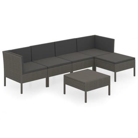 Vidaxl Loungegrupp För Trädgården 6 Delar Med Dynor Konstrotting Grå