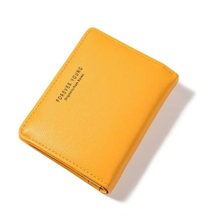 Naisten lompakko kolikkokukkaro Lyhyt korealaistyylinen kaksitaittuva lyhytpituinen opiskelija minimalistinen useita korttipaikkoja Yellow