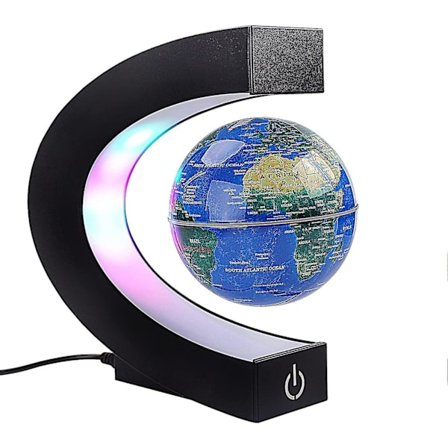 Magnetisk Flydende Globus Med Farvede LED-Lys C-Form Anti-Tyngdekraft Maglev Roterende Verdenskort Til Gave Hjem Kontor Skrivebords Dekoration