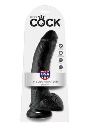 KING COCK 9 INCH W/ BALLS BLACK DILDO