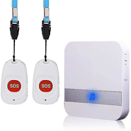 Hjemmealarm Trådløs Alarm Patient Ældre Personlig Alarmsystem Stikversion Og Nødopkaldsknap Pager Alarm (2 I 1 Hvid) Lykkebringende