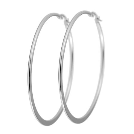 Runda Blanka Tunna Hoop Silver Örhängen i Rostfritt Stål -6,4 cm