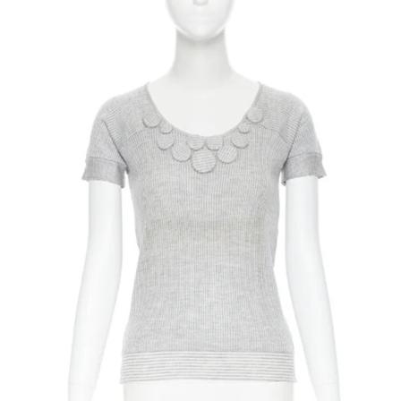 Dior Vintage, Pre-owned Viscose tops Grijs, Dames, Maat:S,gestreept