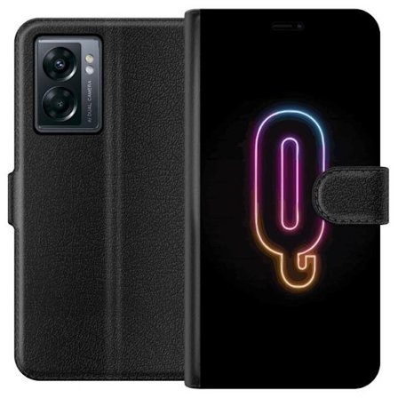 Kompatibelt Lommeboketui til OnePlus OnePlus Nord N300 Minimalistisk neonbokstav Q i skinnende farger mot mørk bakgrunn