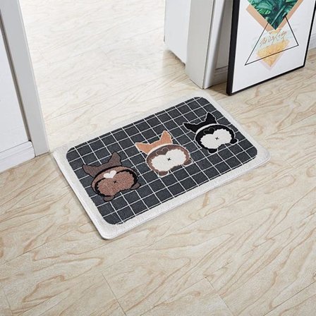 Badrumsmatta, Fashionable Cartoon Flocking Badrumsmattor, Hållbar Liten Badrumsmatta Inomhus, Vattenabsorberande och halkfri, 19,7 tum x 31,5 tum (