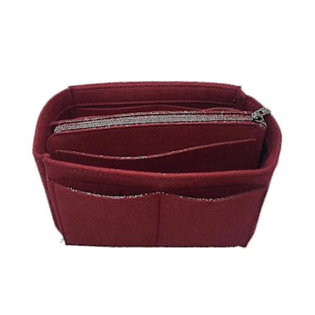 Filtsväska Organizer med Dragkedja, Plånboks Organizer Insats, Handväska & Tote Formare, För Speedy Neverfull Tote Vinröd 30*17*18