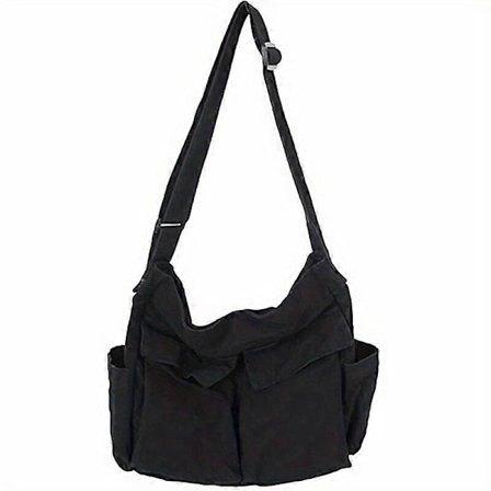 Vintage håndtaske til kvinder, lærreds skuldertaske til teenagere, messenger tasker, afslappet håndtaske til damer, crossbody pung [HK]