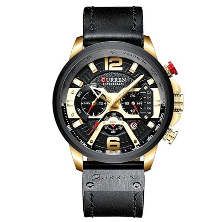 Herre ur Forretnings Læderrem Ur Kalender Herre ur Seks-pin Kvarts ur