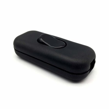 Svart - 1 stk 6A 250V dobbelpolet bryter myk ledning lysbryter.