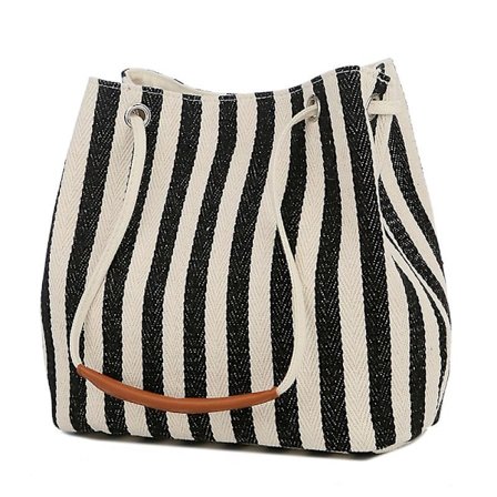 WABJTAM Lærred dametaske spandtaske ny stribet skuldertaske skrå multifunktionstaske moderigtig ensfarvet mumiehåndtaske
