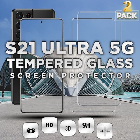 2-Pack GALAXY S21 ULTRA Näytönsuoja - Karkaistu Lasi 9H - Super laatu 3D