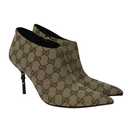 Gucci Vintage Pre-owned GG Monogram Ankle Støvler with Bamboo Heel Brun, Dame, Størrelse: 37 EU