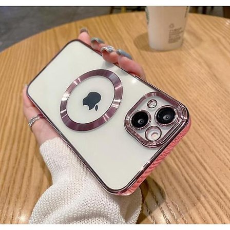 Transparent magnetiskt telefonfodral för iPhone 14 13 12 11 Mini Pro Max Plus med MagSafe-Perfekt Rosa iPhone 11 Pro_tfrf