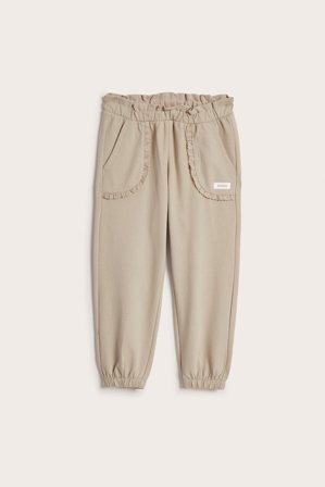 Newbie | Joggingbyxor med spetsdetaljer | Beige