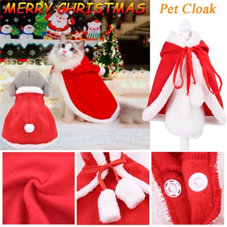 Christmas Pet Cat Dog Cloak Red Hat Christmas Dress Up Cat Cloak - on stock