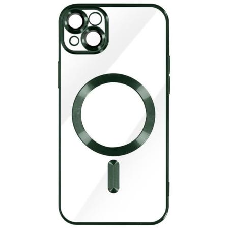 MagSafe Fodral för iPhone 14 Plus Silikonkameraskydd Chrome Contour Green