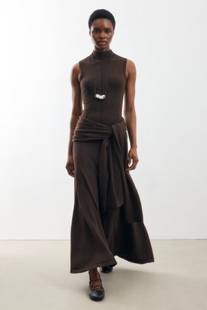 NA-KD Knitted Sleeveless Seam Detail Maxi Dress - Slip-kjoler - Brun - S