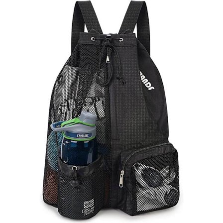 Svømmetaske Mesh Rygsæk med snoretræk med lomme