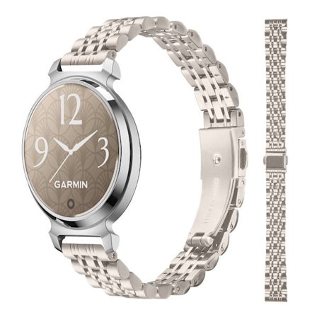 Tyylikäs ruostumattomasta teräksestä valmistettu seitsenhelminen rannekoru, yhteensopiva Garmin Lily 2:n kanssa Gold