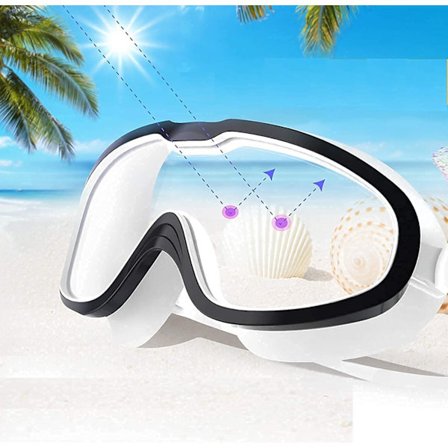 Store svømmebriller for voksne, vanntette og antidug HD svømmebriller, silikon svømmebriller med integrerte ørepropper