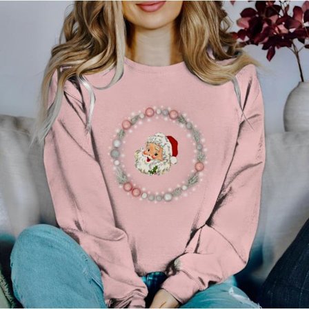 Dam Jultröja med Rund Hals Jultomten Lös Pullover A