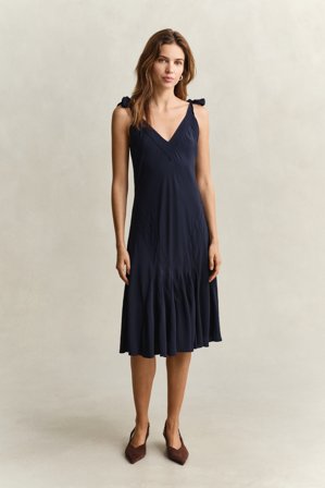 GANT Damen Schräg geschnittenes Trägerkleid (46) Marineblau