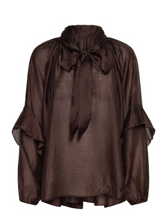 Srrachel Bow-Tie Blouse Tops Blouses Long-sleeved Brown Soft Rebels