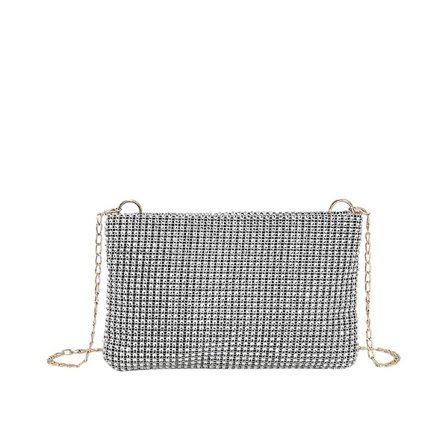 Glitter Clutch Väska för Kvinnor, Axelväska med Kedja, Crossbody Väska[mo]