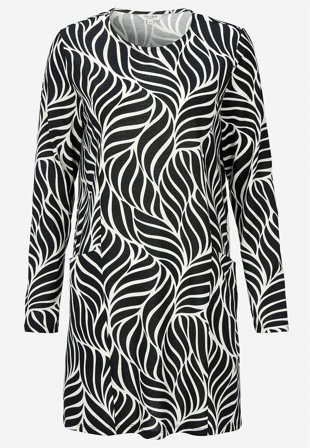 Cellbes of Sweden - Trikåtunika med fickor - svart / vit / mönstrad - för damer - 50/52