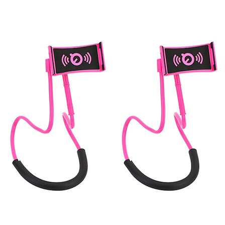 2 stk. Universal Hængende på Halsen Lazy Telefonholder Diy Fri Roterende Stativ på Bord Smart Multifunktioner Mobiltelefon Mount Stativ Lazy Bracket (