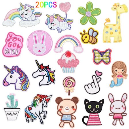 20 stk. stryge-på patches, kanin børns stryge-på patches, enhjørning