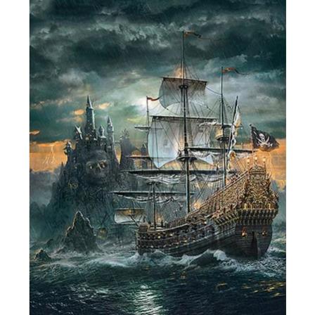 Diamond Painting 5d Diy Diamant Målning Pirates Fartyg 50x70cm