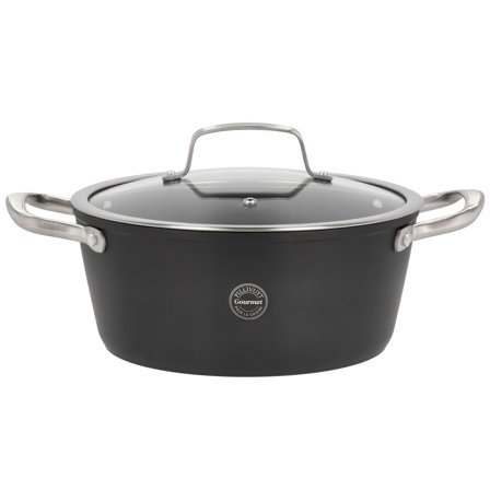 Pillivuyt Travo gryde med glaslåg 3,8 liter 24 cm, sort aluminium | KitchenOne