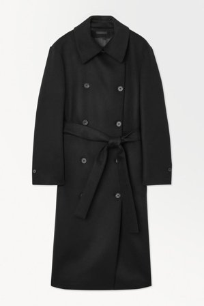 COS Frauen Der Trenchcoat Aus Recyceltem Kaschmir in Schwarz