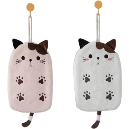 2 stk. kattehåndklæde - søde håndklæder til badeværelset - 2 stk. kattehåndklæder