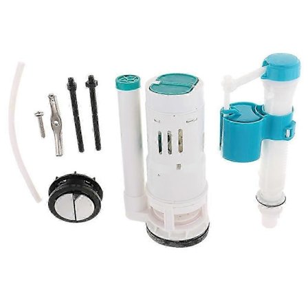 Reparasjonssett for toalett sisterne, fyllventil, spyleventil, dobbel type spyleknappsett