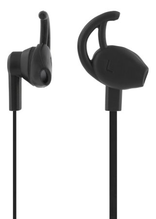 STREETZ stay-in-ear headset, 1-button remote, 3.5mm, microphone, black