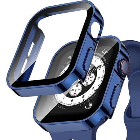 Vattentätt fodral för Apple Watch 7 8 9 45 mm 41 mm skärmskydd Glas+ cover Bumper Tempered iWatch 5 SE 6 44 mm 40 mm Tillbehör Blu Blu
