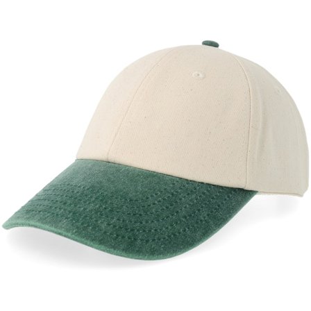 Beechfield - Beige unconstructed Casquette - B673 Natural/Vintage Bottle Green Dad Cap @ Hatstore