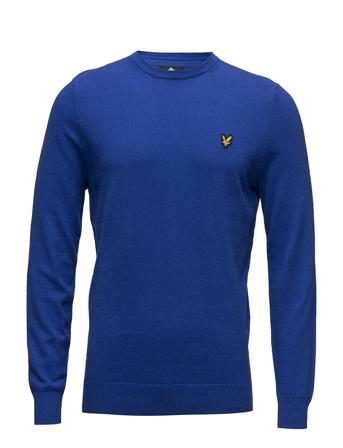 Cotton Merino Crew Jumper Strikkegenser M. Rund Krage Blå Lyle & Scott