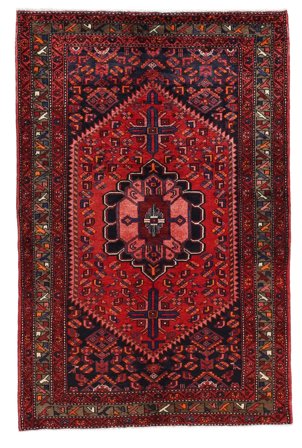 Hand Knotted Persian Hamadan Rug 140X217 Black/Dark Red
