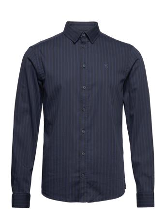 Anton Ls Bu Aop Striped Shirt Paita Rento Casual Navy Casual Friday