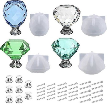 DIY Nuppi Kaapin Silikonimuotti 4kpl Kristalli Epoksihartsille, Laatikon Vetimet Kahva Tarvikkeet Muotti Silikoni Ruuveilla