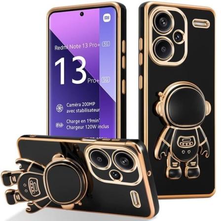 Fodral till Xiaomi Redmi Note 13 Pro+ 5G - Note 13 Pro Plus 5G, Stötsäker silikon med 3D Astronaut Support, Svart