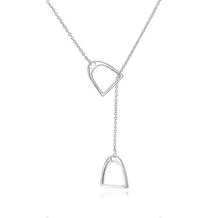925 Sterling Silver Enkel Dubbel Häst Randig Lariat Halsband Häst (silver)
