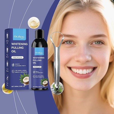Kokosolie til Oil Pulling for frisk ånde og mundhygiejne - Støtter sunde tandkød | Naturlig tandblegning - Inkluderer tungeskraber - 100 ml