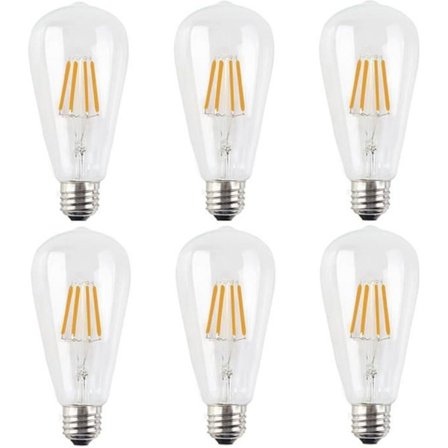 6 st E27 LED Filamentlampa 4W Glödlampa Dimbar Vintage Edison