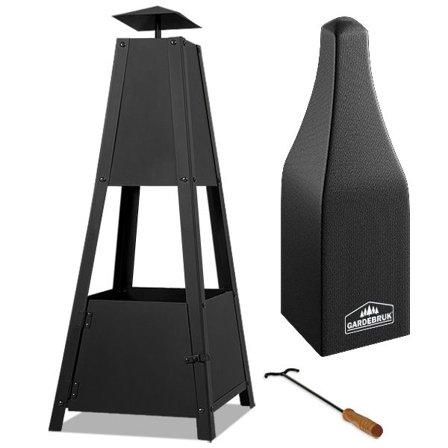 Nuotiopaikka Pyramidi 102 cm Lukittavalla Ovella ja Tukevalla Metallirakenteella